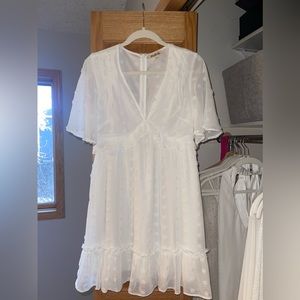 White Short Sleeve Dress With Dots